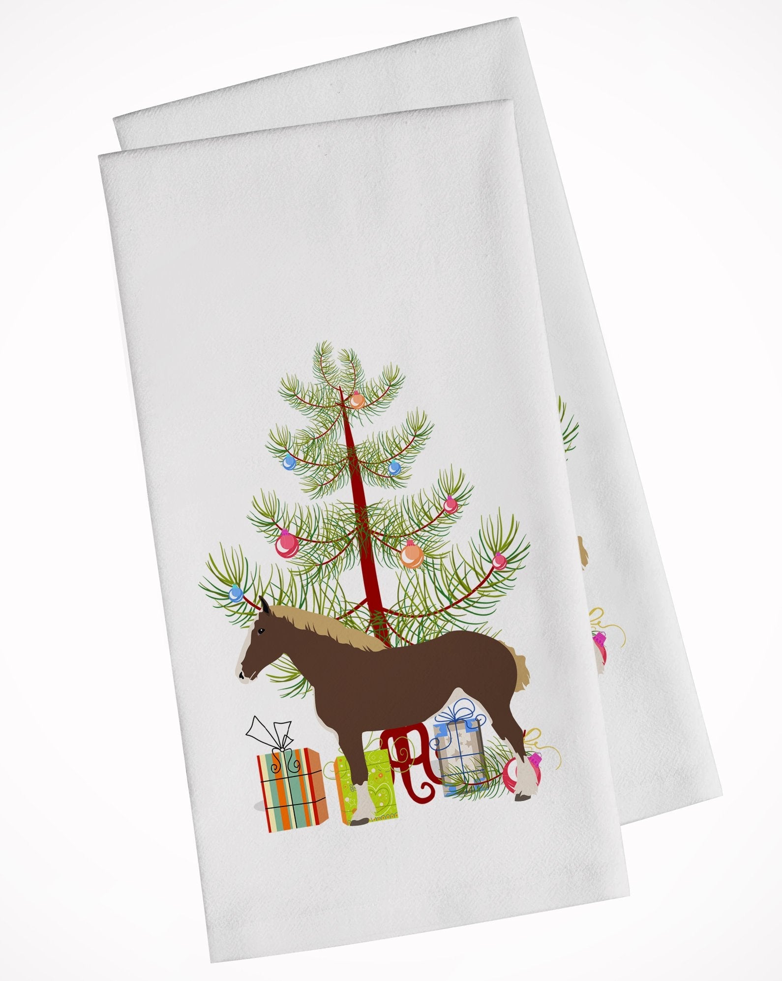 Percheron Horse Christmas Kitchen Towel Set of 2 White Dish Towels Decorative Bathroom Hand towel for Hand, Face, Hair, Yoga, Tea, Dishcloth, 19 X 28", White