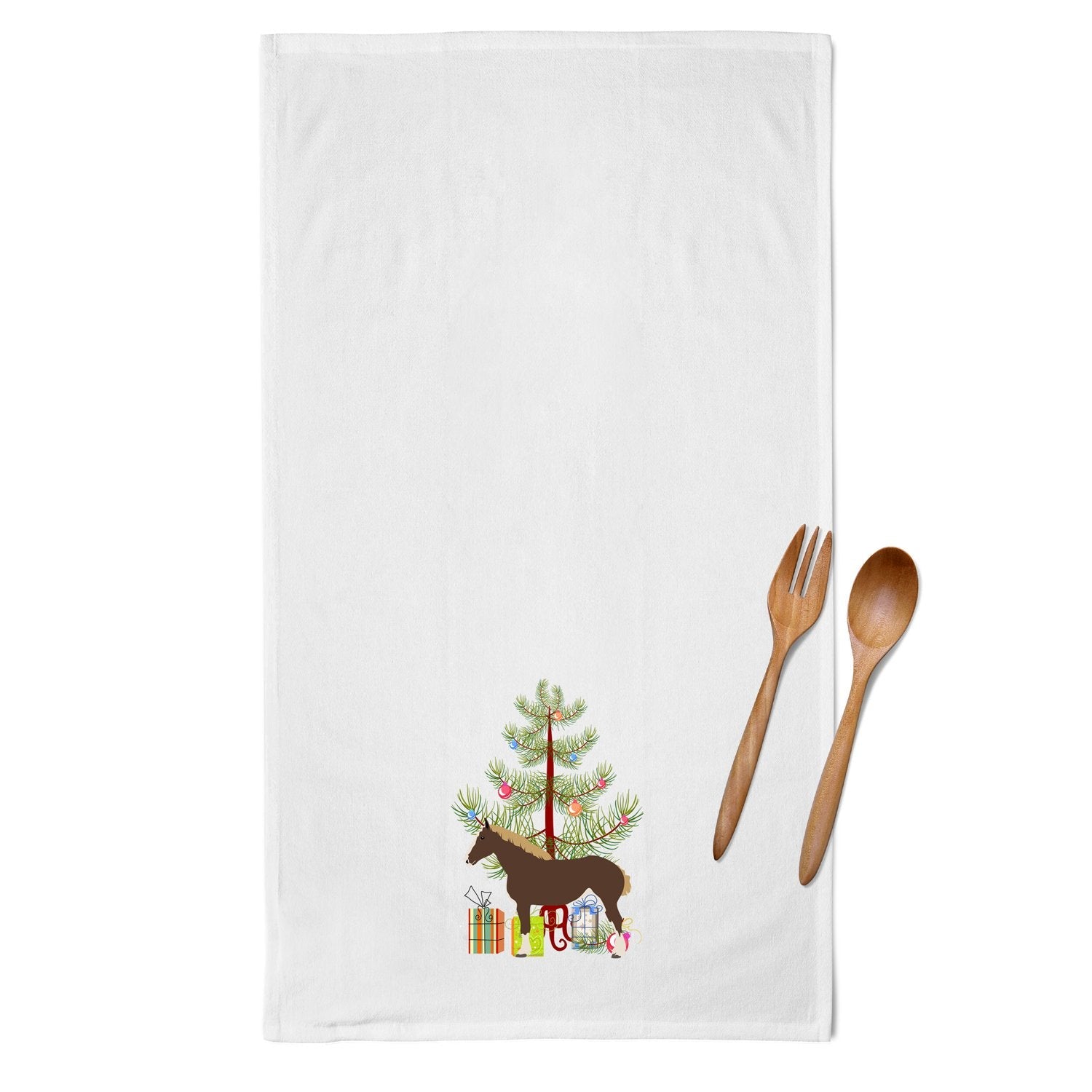 Percheron Horse Christmas Kitchen Towel Set of 2 White Dish Towels Decorative Bathroom Hand towel for Hand, Face, Hair, Yoga, Tea, Dishcloth, 19 X 28", White