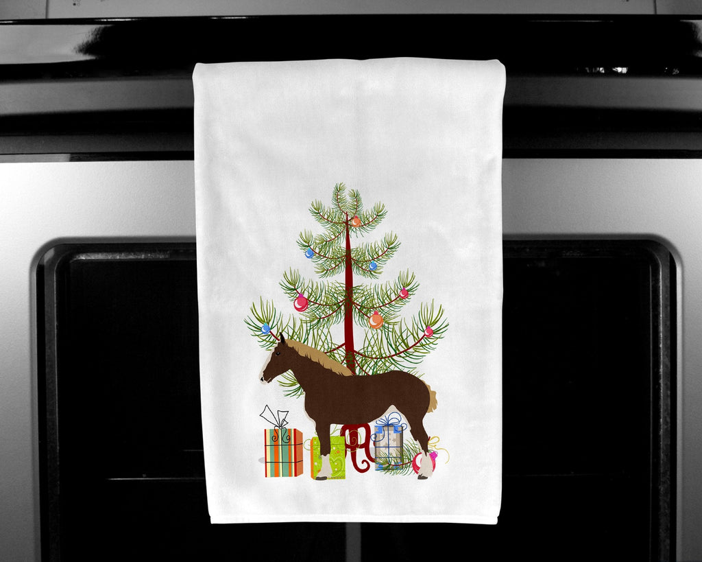 Percheron Horse Christmas Kitchen Towel Set of 2 White Dish Towels Decorative Bathroom Hand towel for Hand, Face, Hair, Yoga, Tea, Dishcloth, 19 X 28", White