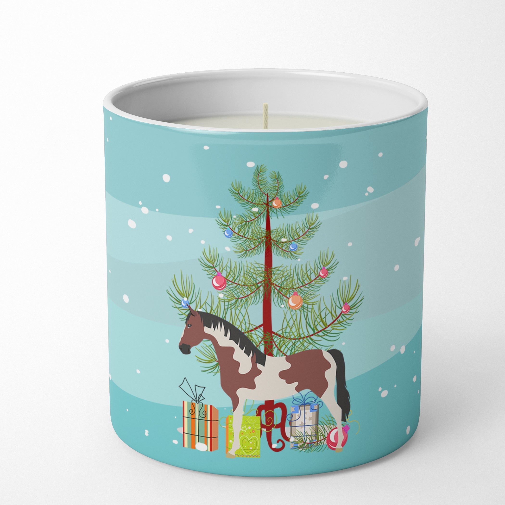 Pinto Horse Christmas Decorative Soy Candle Nature Soy Wax Essential Oil Home Decor Ideal for Bedroom Kitchen Bath Office Gift, 10 oz