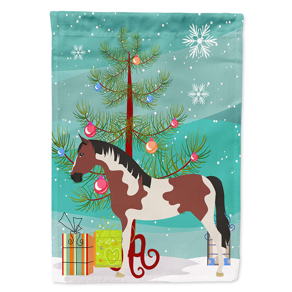 Pinto Horse Christmas House Flag 28x40 Porch Sleeve Pole Decorative Outside Yard Banner Artwork Wall Hanging, Polyester