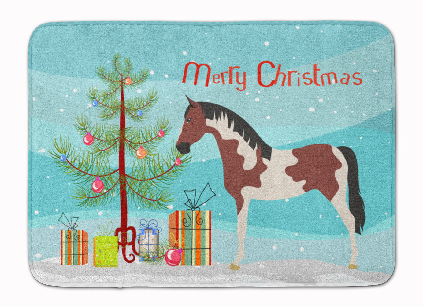 Pinto Horse Christmas Memory Foam Kitchen Mat Machine Washable Anti-Fatigue Cushion Comfort Bath or Kitchen Rug