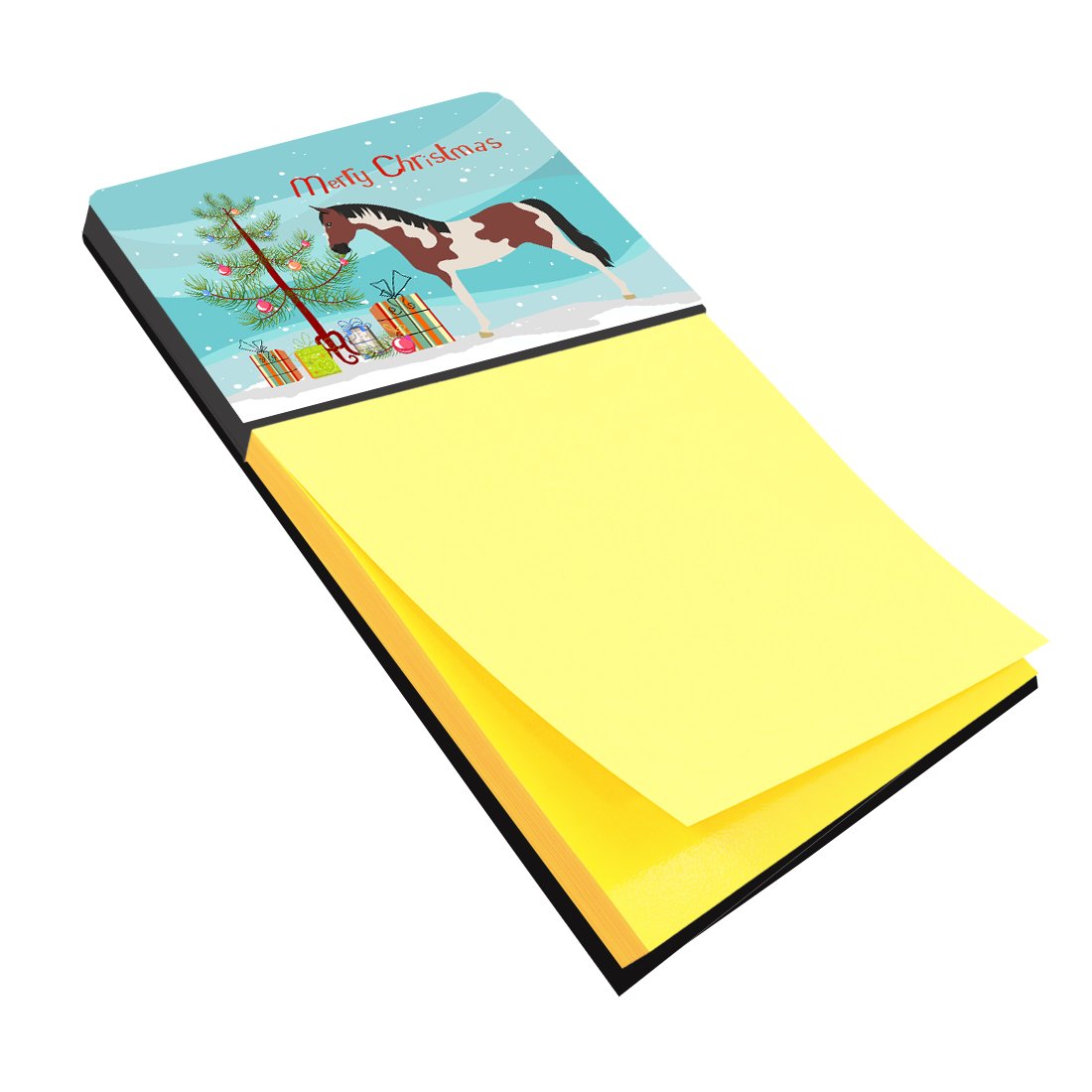 Pinto Horse Christmas Watercolor Sticky Note Holder Refillable Dispenser Desk Accessory 3x3 Pad Gift