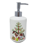 Pinto Horse Christmas Ceramic Soap Dispenser , Empty Refillable Hand Soap Pump Bottle for Bathroom Kitchen