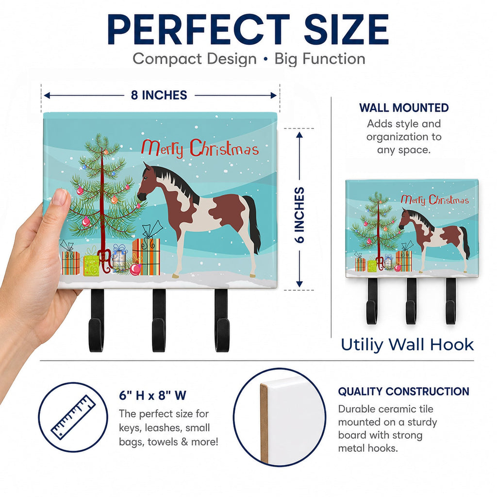 Pinto Horse Christmas Leash or Key Holder Wall Hooks, Coat Rack Wall Mount, for Hanging Keys, Towels, Aprons, Leashes