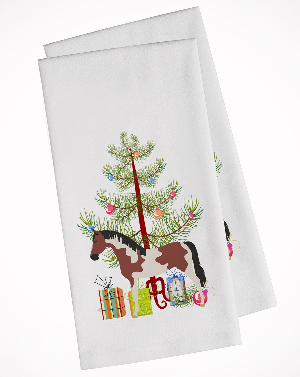 Pinto Horse Christmas Kitchen Towel Set of 2 White Dish Towels Decorative Bathroom Hand towel for Hand, Face, Hair, Yoga, Tea, Dishcloth, 19 X 28", White
