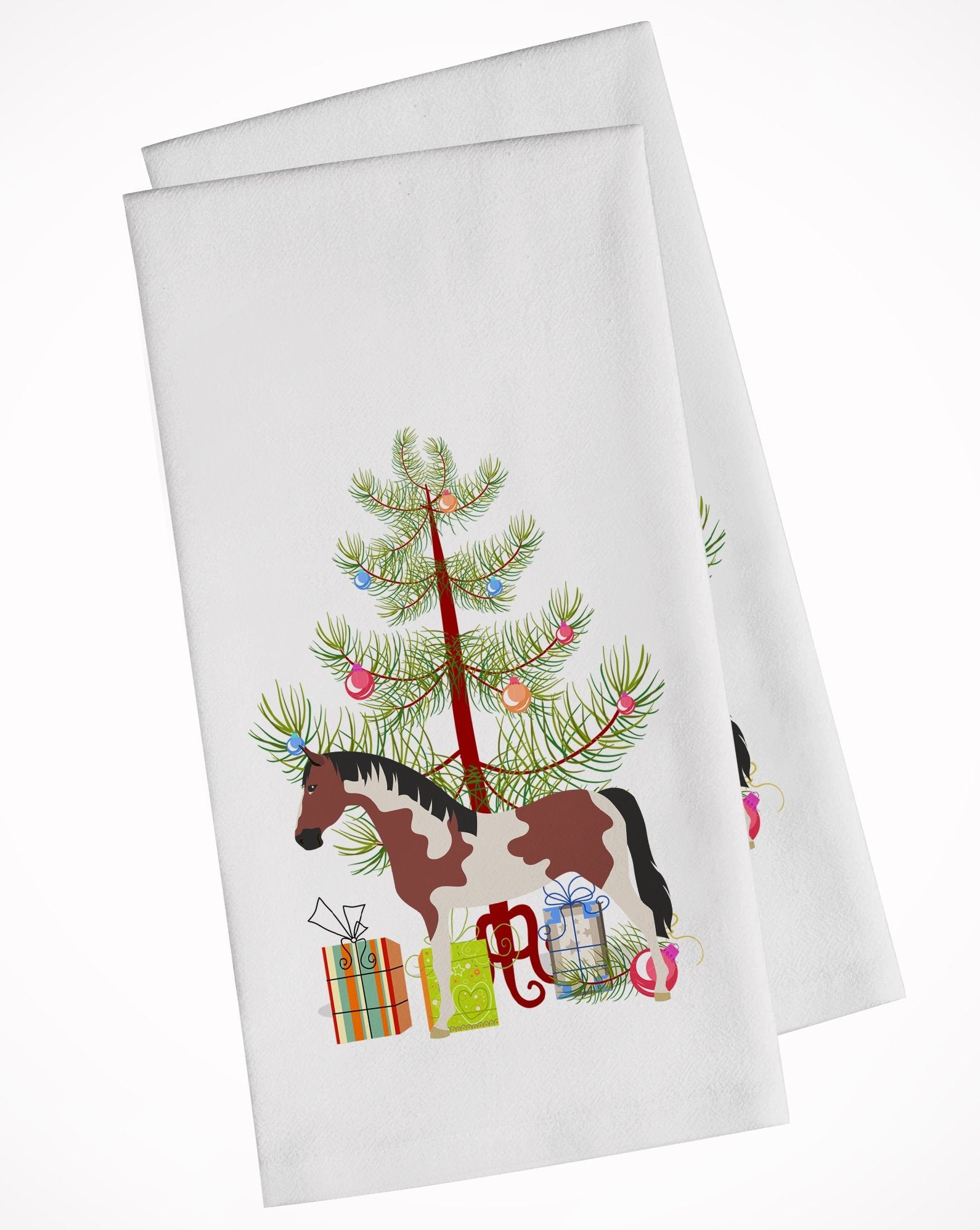 Pinto Horse Christmas Kitchen Towel Set of 2 White Dish Towels Decorative Bathroom Hand towel for Hand, Face, Hair, Yoga, Tea, Dishcloth, 19 X 28", White