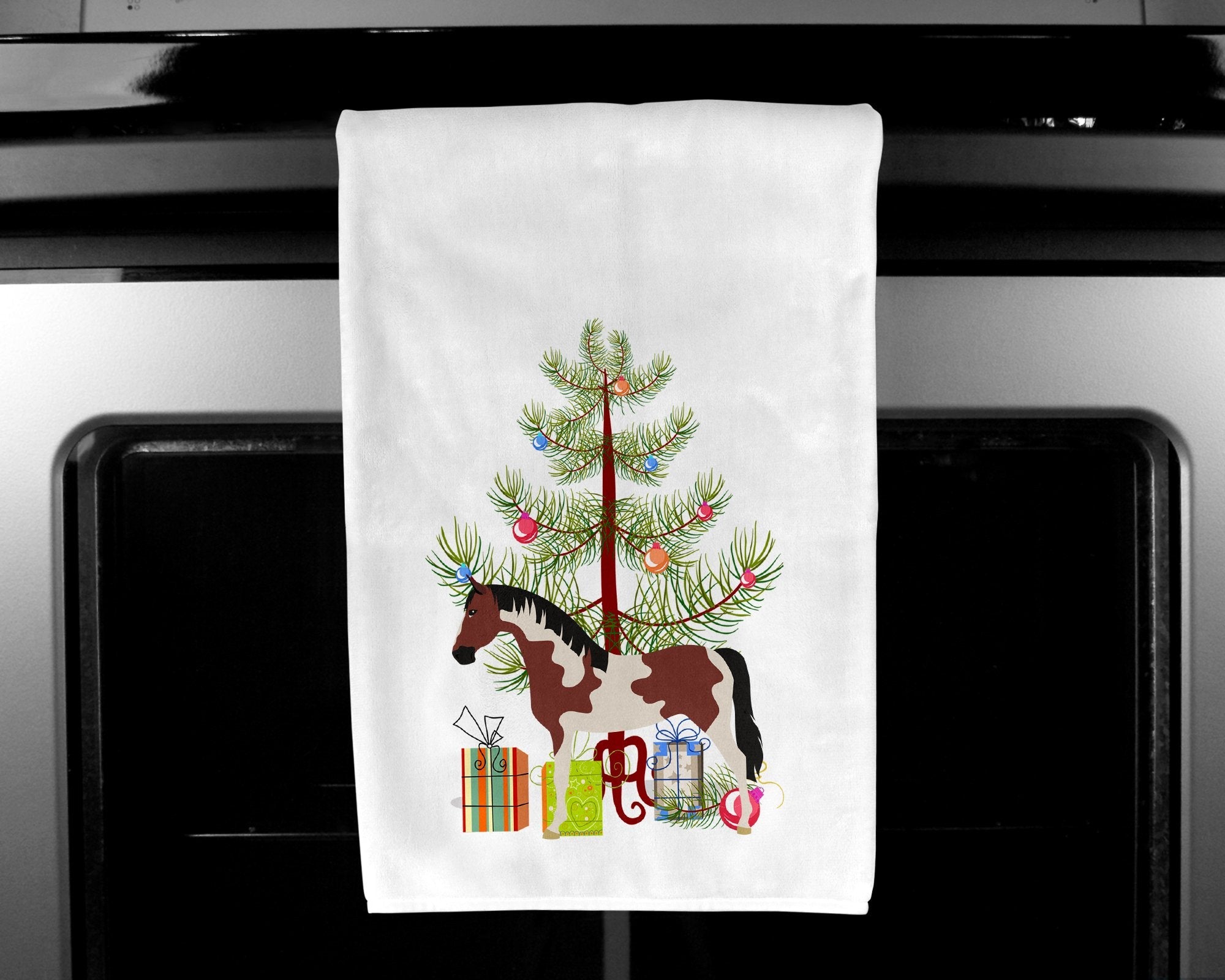 Pinto Horse Christmas Kitchen Towel Set of 2 White Dish Towels Decorative Bathroom Hand towel for Hand, Face, Hair, Yoga, Tea, Dishcloth, 19 X 28", White