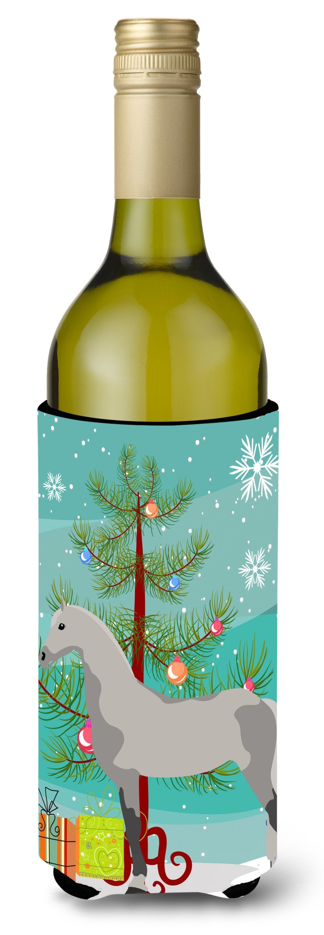 Orlov Trotter Horse Christmas Wine Bottle Hugger Gift Sleeve for Standard 750 ml Bottles, Insulated Reusable Also Fits Mini Shot & Pint Bottles