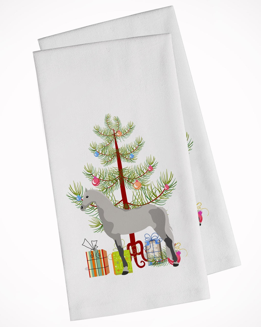 Orlov Trotter Horse Christmas Kitchen Towel Set of 2 White Dish Towels Decorative Bathroom Hand towel for Hand, Face, Hair, Yoga, Tea, Dishcloth, 19 X 28", White