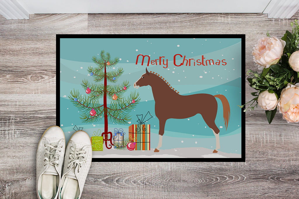 Hannoverian Horse Christmas Doormat Indoor Outdoor 24H X 36W Front Door Mat Rugs for Entryway, Non Slip Washable Low Pile,