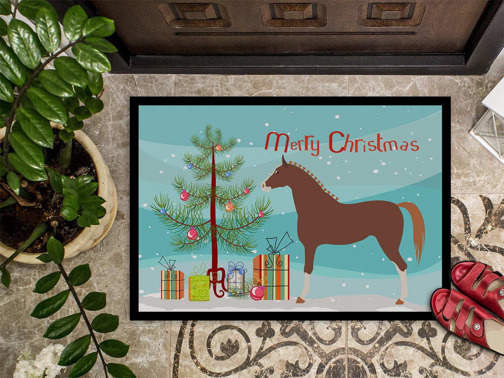 Hannoverian Horse Christmas Doormat Indoor Outdoor 24H X 36W Front Door Mat Rugs for Entryway, Non Slip Washable Low Pile,