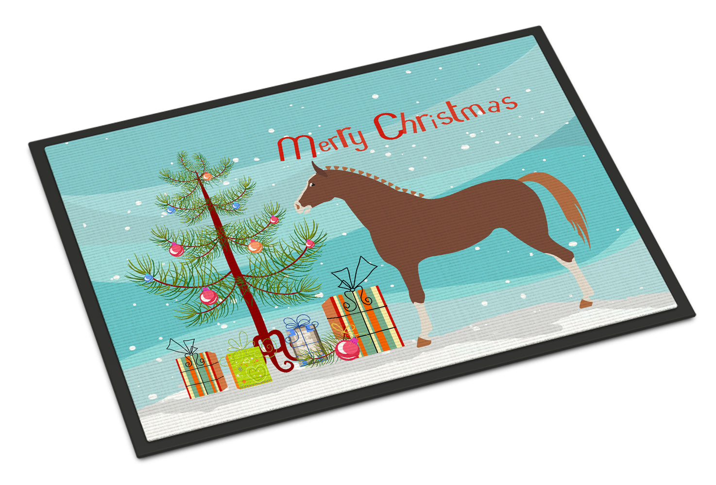 Hannoverian Horse Christmas Doormat Indoor Outdoor 18H X 27W Front Door Mat Rugs for Entryway, Non Slip Washable