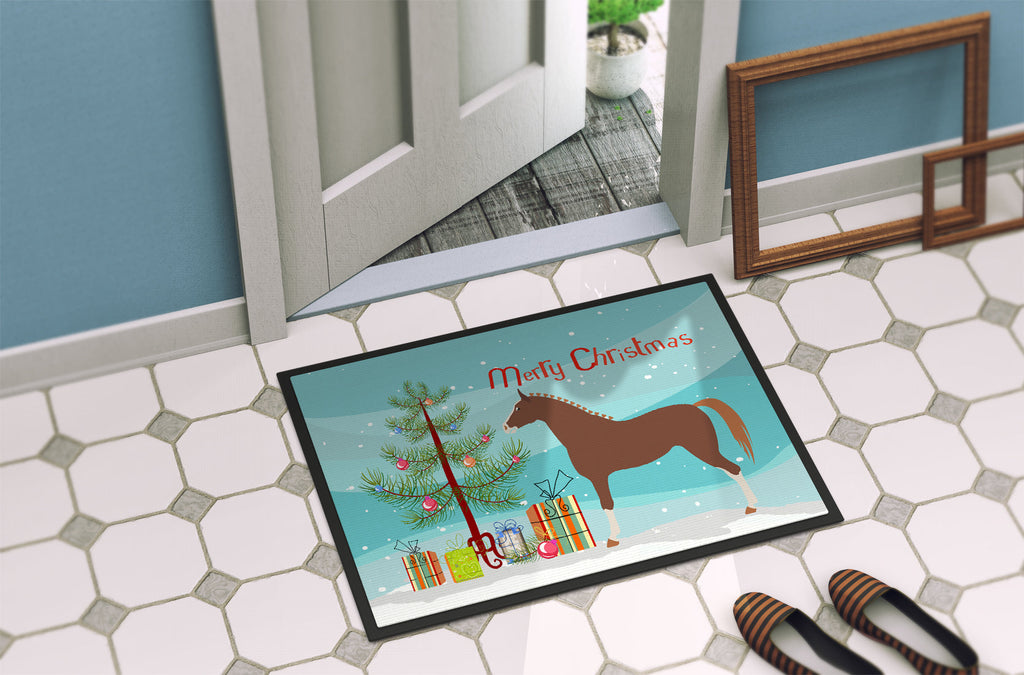 Hannoverian Horse Christmas Doormat Indoor Outdoor 18H X 27W Front Door Mat Rugs for Entryway, Non Slip Washable