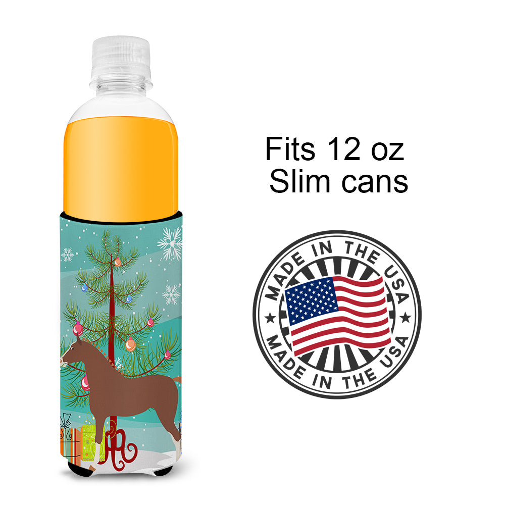 Hannoverian Horse Christmas Slim Can Hugger , Insulated Foam Hugger for 12 oz Slim Cans, Beer Bottles & Water Bottles, Printed in USA