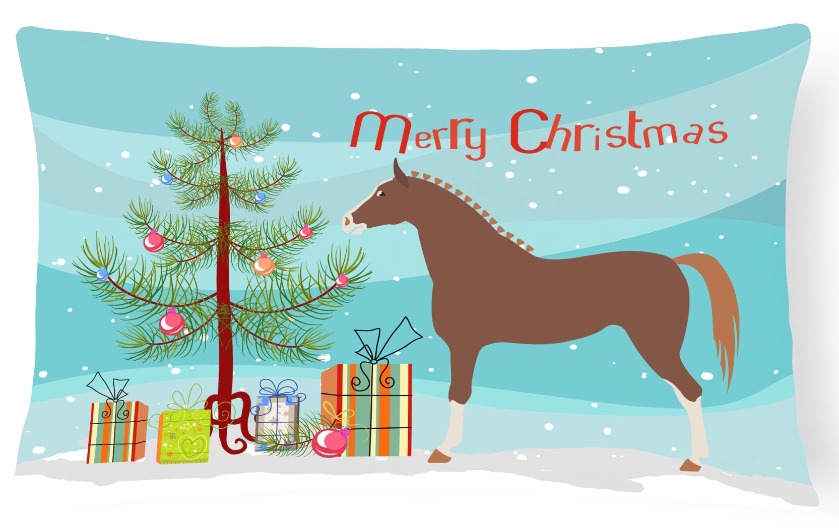 Hannoverian Horse Christmas Decorative Throw Pillow 12x16 Indoor Outdoor Accent Cushion, Fabric Cover with Insert for Sofa, Bed, Porch & Living Room