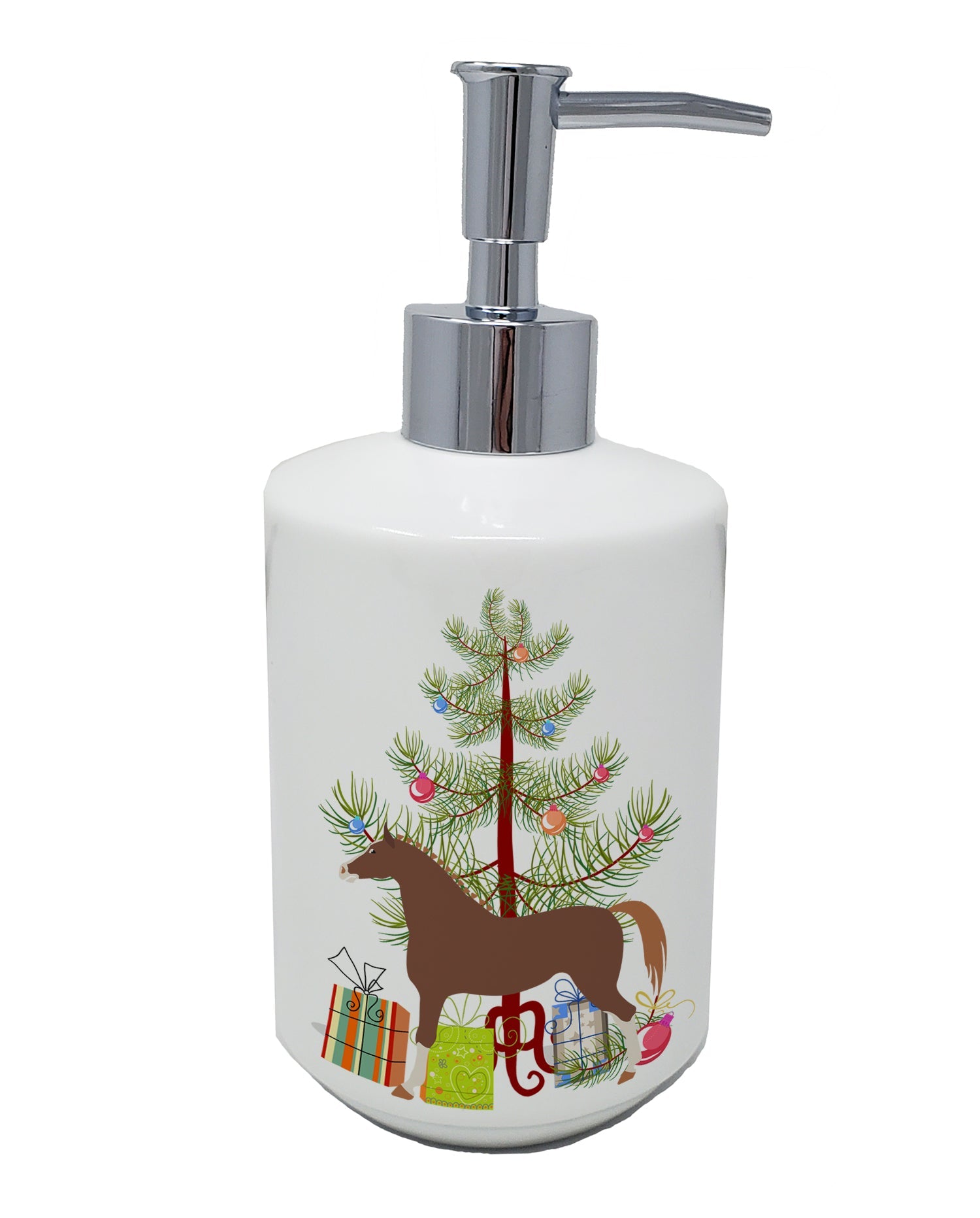 Hannoverian Horse Christmas Ceramic Soap Dispenser , Empty Refillable Hand Soap Pump Bottle for Bathroom Kitchen