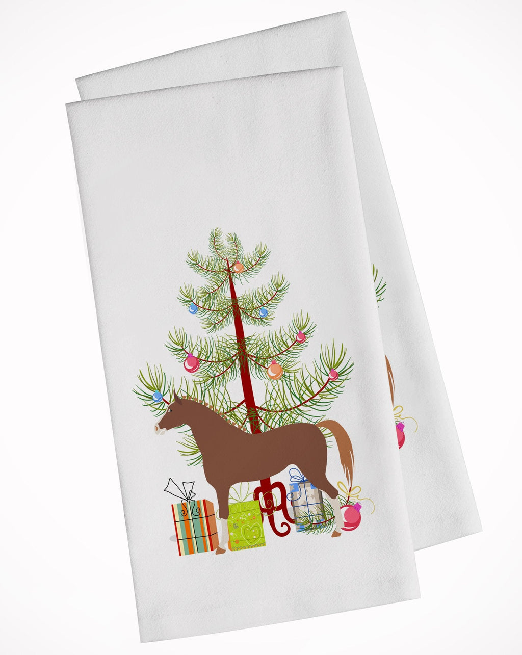 Hannoverian Horse Christmas Kitchen Towel Set of 2 White Dish Towels Decorative Bathroom Hand towel for Hand, Face, Hair, Yoga, Tea, Dishcloth, 19 X 28", White
