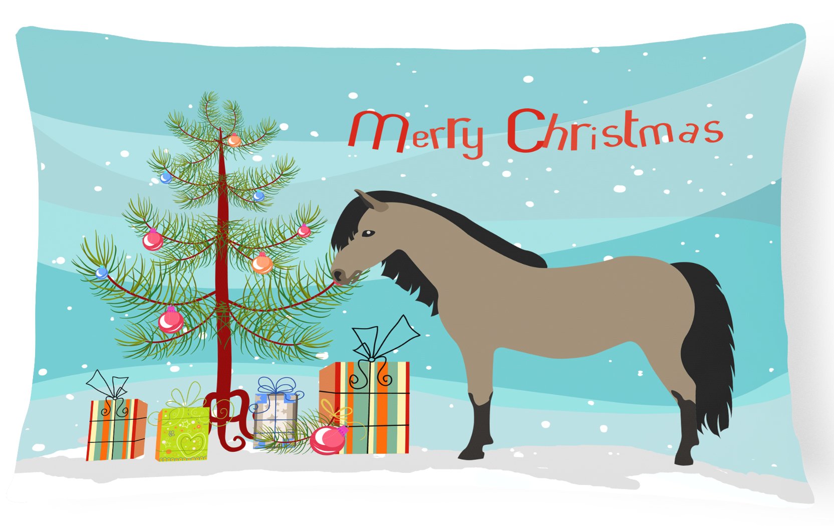 Welsh Pony Horse Christmas Decorative Throw Pillow 12x16 Indoor Outdoor Accent Cushion, Fabric Cover with Insert for Sofa, Bed, Porch & Living Room
