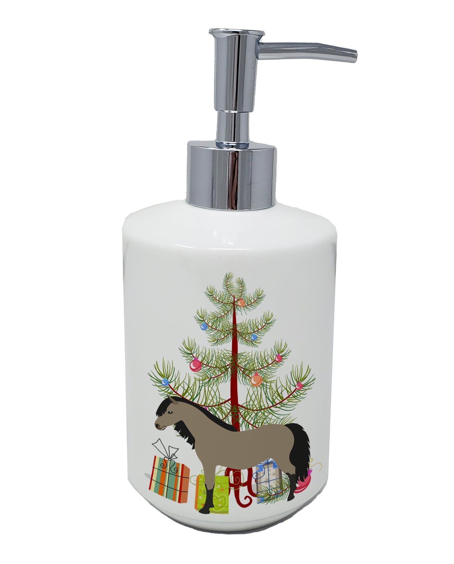 Welsh Pony Horse Christmas Ceramic Soap Dispenser , Empty Refillable Hand Soap Pump Bottle for Bathroom Kitchen