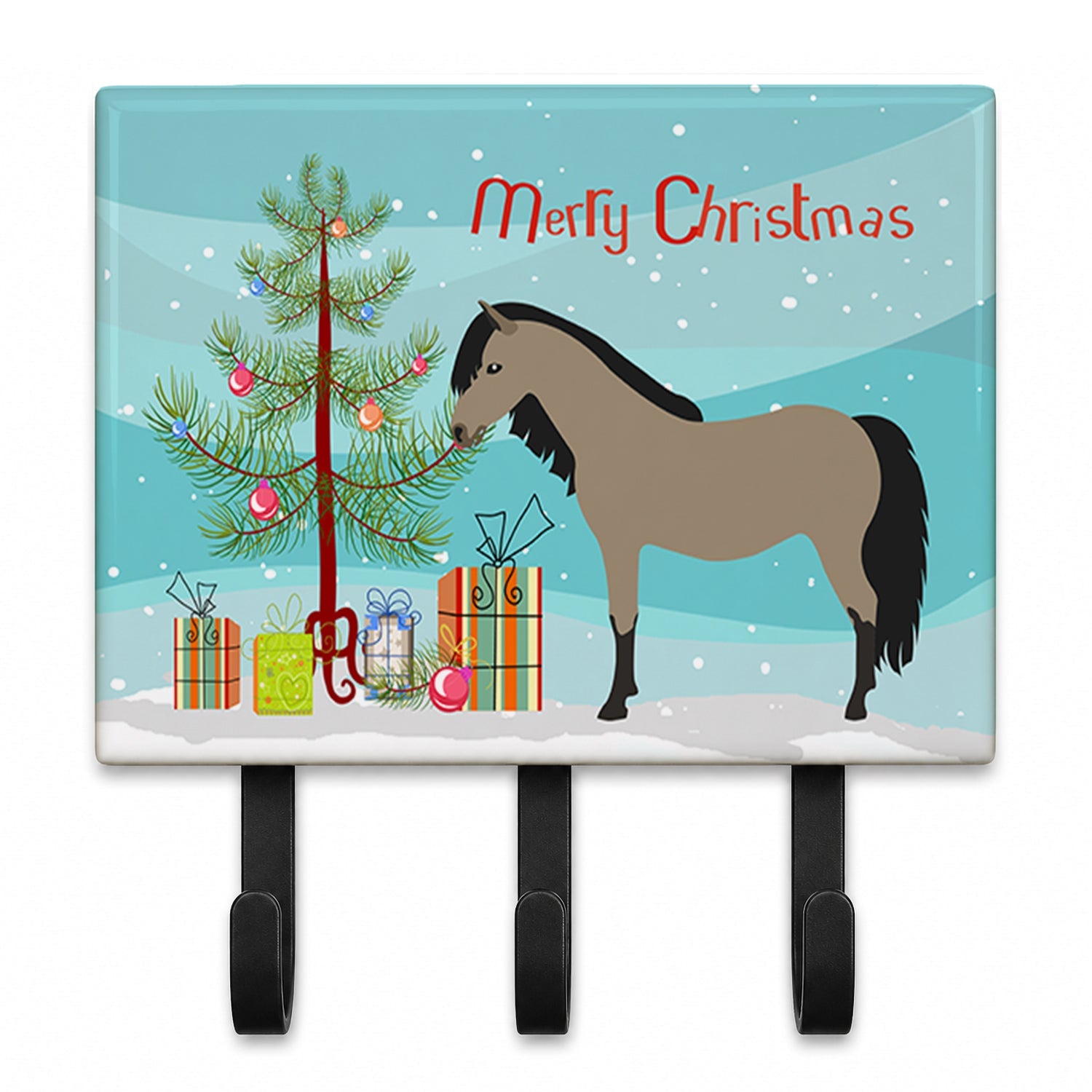 Welsh Pony Horse Christmas Leash or Key Holder Wall Hooks, Coat Rack Wall Mount, for Hanging Keys, Towels, Aprons, Leashes