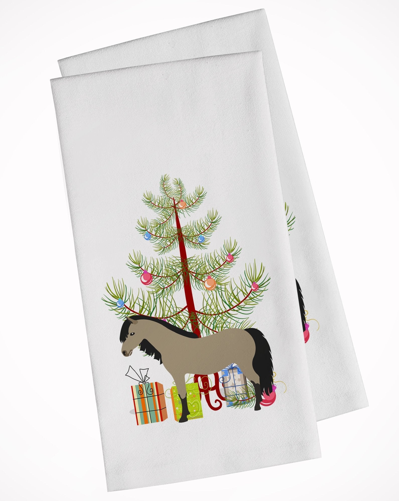 Welsh Pony Horse Christmas Kitchen Towel Set of 2 White Dish Towels Decorative Bathroom Hand towel for Hand, Face, Hair, Yoga, Tea, Dishcloth, 19 X 28", White