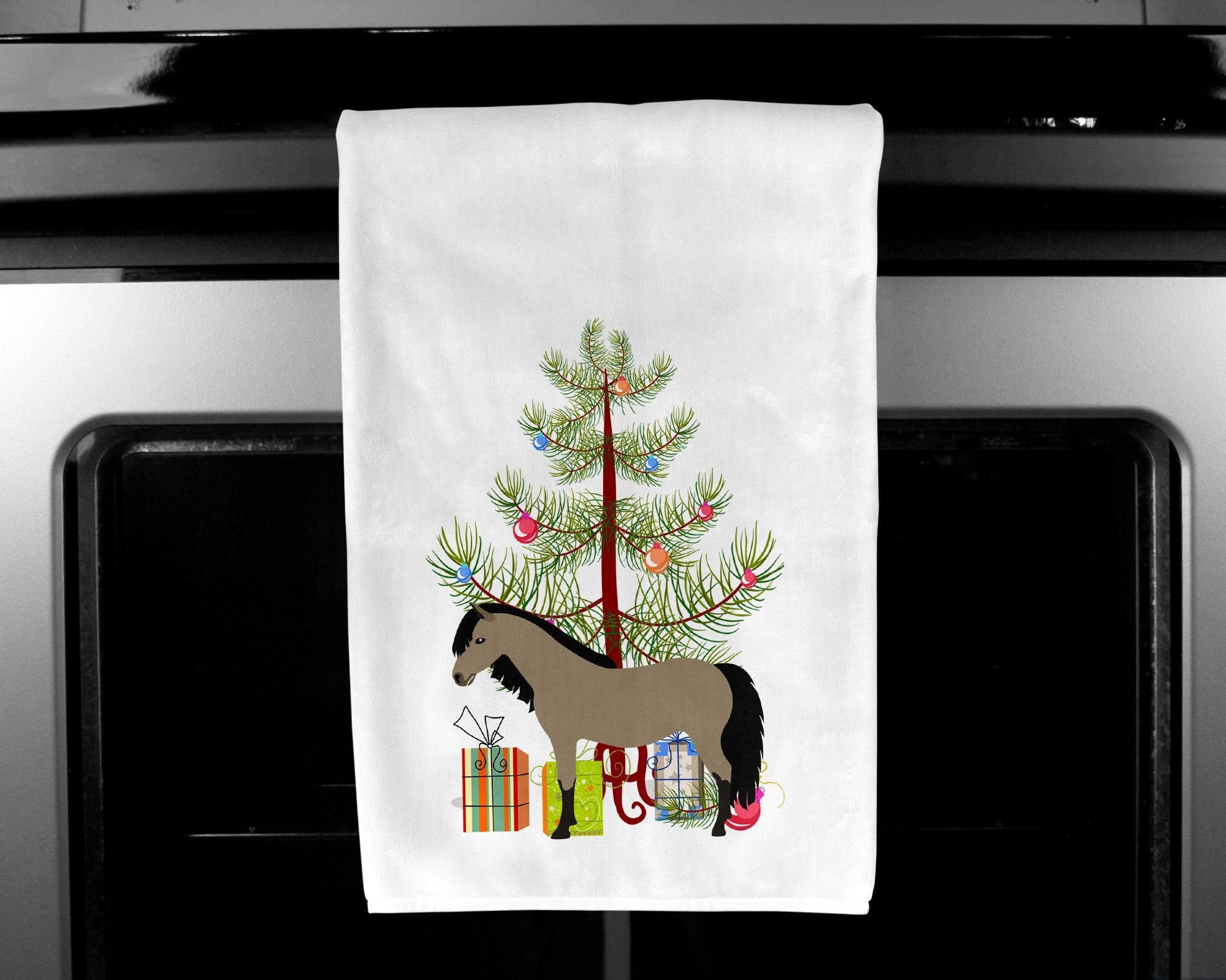 Welsh Pony Horse Christmas Kitchen Towel Set of 2 White Dish Towels Decorative Bathroom Hand towel for Hand, Face, Hair, Yoga, Tea, Dishcloth, 19 X 28", White