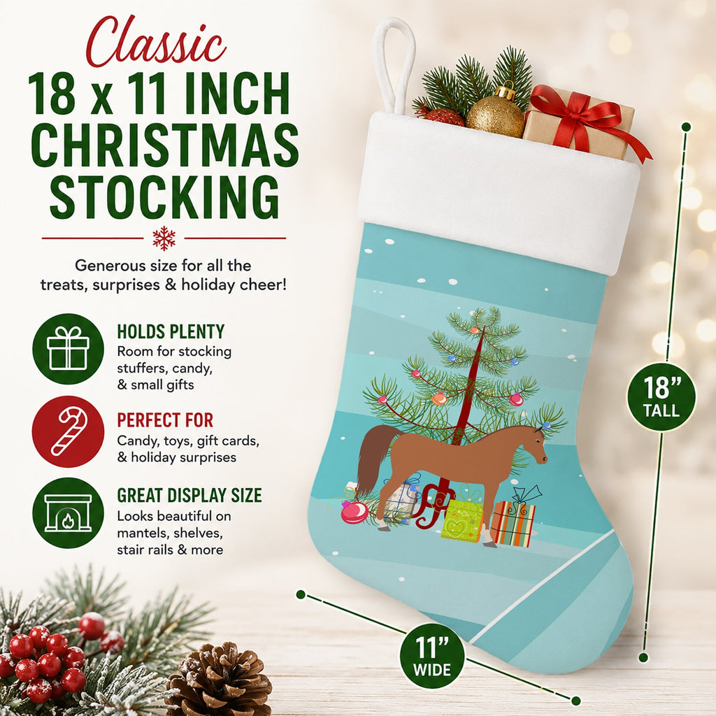 Arabian Horse Christmas Holiday Stocking Double-Sided Print, Polyester Suede,11x18, Made in USA