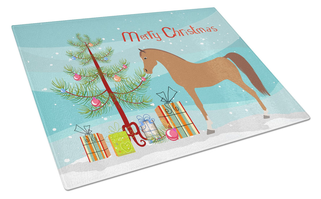 Arabian Horse Christmas Cutting Board Tempered Glass Kitchen Cutting Surface, Heat Resistant Chopping, Non-Slip Feet, Food Prep & Serving