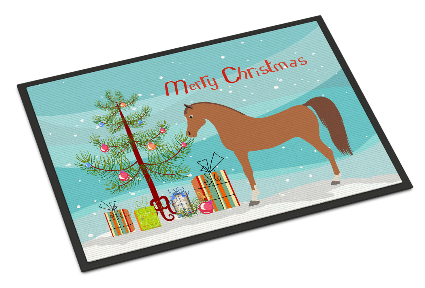 Arabian Horse Christmas Doormat Indoor Outdoor 18H X 27W Front Door Mat Rugs for Entryway, Non Slip Washable