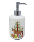 Arabian Horse Christmas Ceramic Soap Dispenser , Empty Refillable Hand Soap Pump Bottle for Bathroom Kitchen