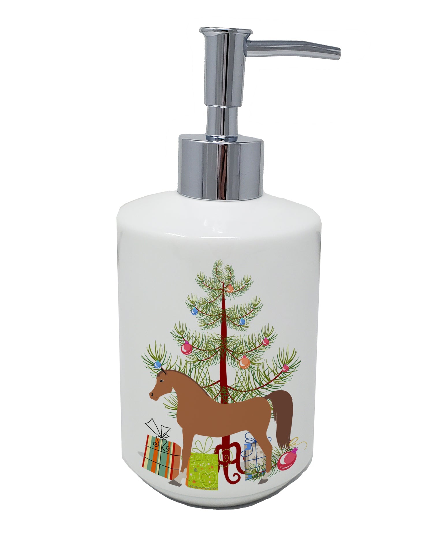 Arabian Horse Christmas Ceramic Soap Dispenser , Empty Refillable Hand Soap Pump Bottle for Bathroom Kitchen