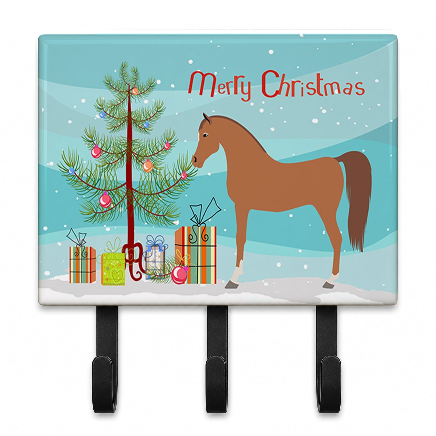 Arabian Horse Christmas Leash or Key Holder Wall Hooks, Coat Rack Wall Mount, for Hanging Keys, Towels, Aprons, Leashes