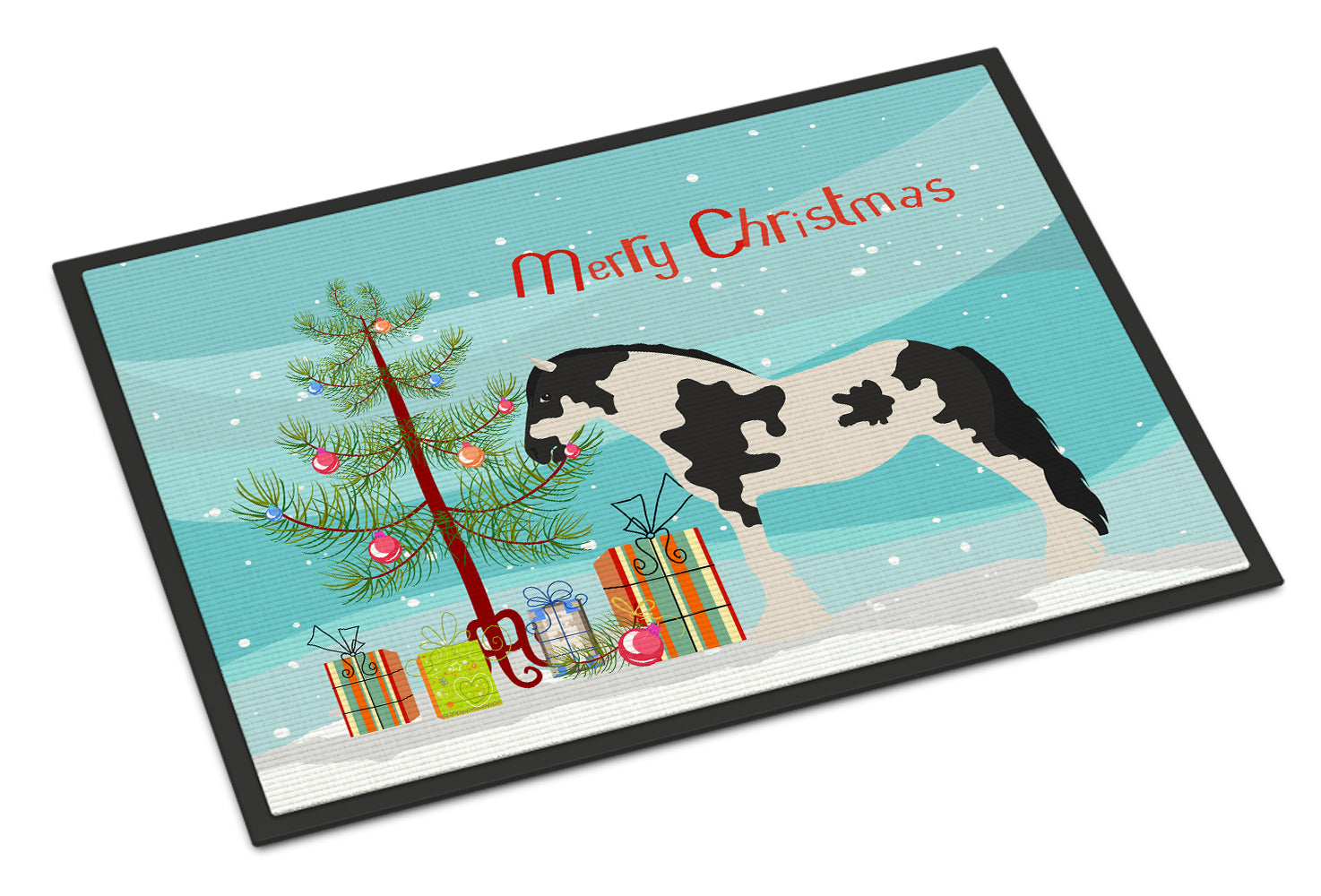 Cyldesdale Horse Christmas Doormat Indoor Outdoor 24H X 36W Front Door Mat Rugs for Entryway, Non Slip Washable Low Pile,