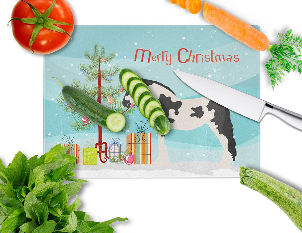 Cyldesdale Horse Christmas Cutting Board Tempered Glass Kitchen Cutting Surface, Heat Resistant Chopping, Non-Slip Feet, Food Prep & Serving