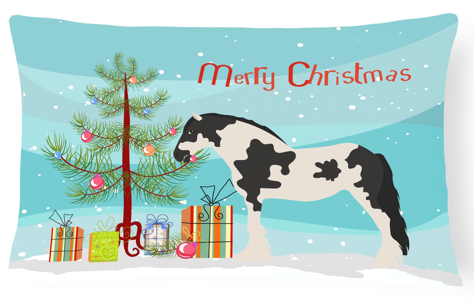 Cyldesdale Horse Christmas Decorative Throw Pillow 12x16 Indoor Outdoor Accent Cushion, Fabric Cover with Insert for Sofa, Bed, Porch & Living Room