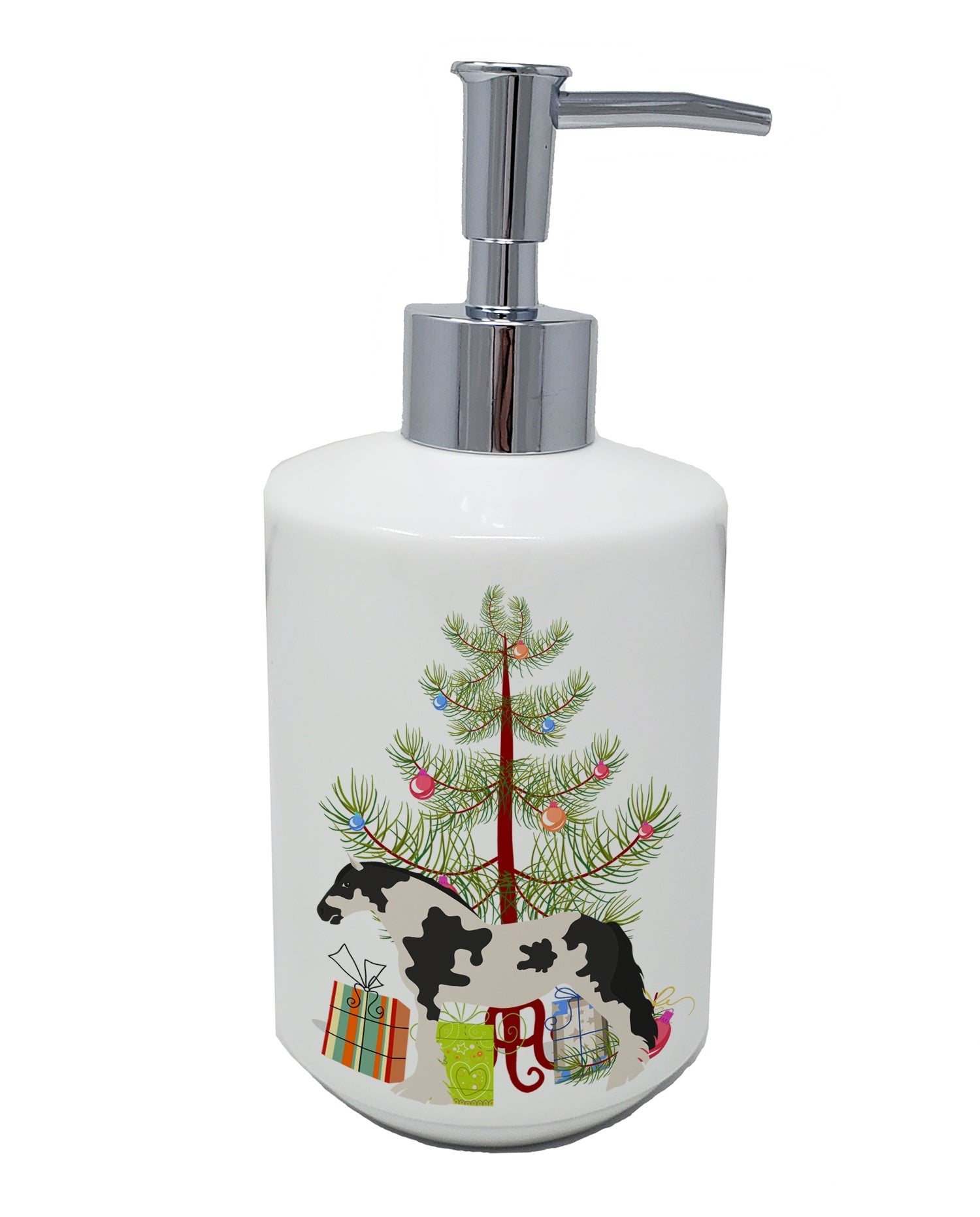 Cyldesdale Horse Christmas Ceramic Soap Dispenser , Empty Refillable Hand Soap Pump Bottle for Bathroom Kitchen