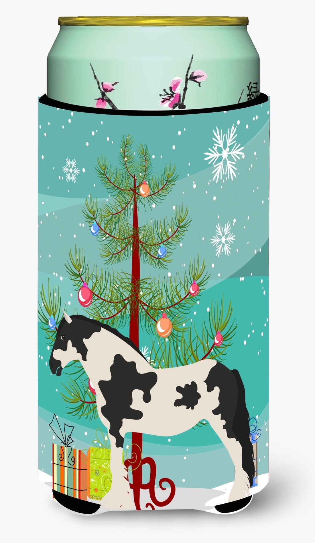 Cyldesdale Horse Christmas Tall Boy Hugger Can Cooler Sleeve Machine Washable Drink Collapsible Insulator Beverage Insulated Holder