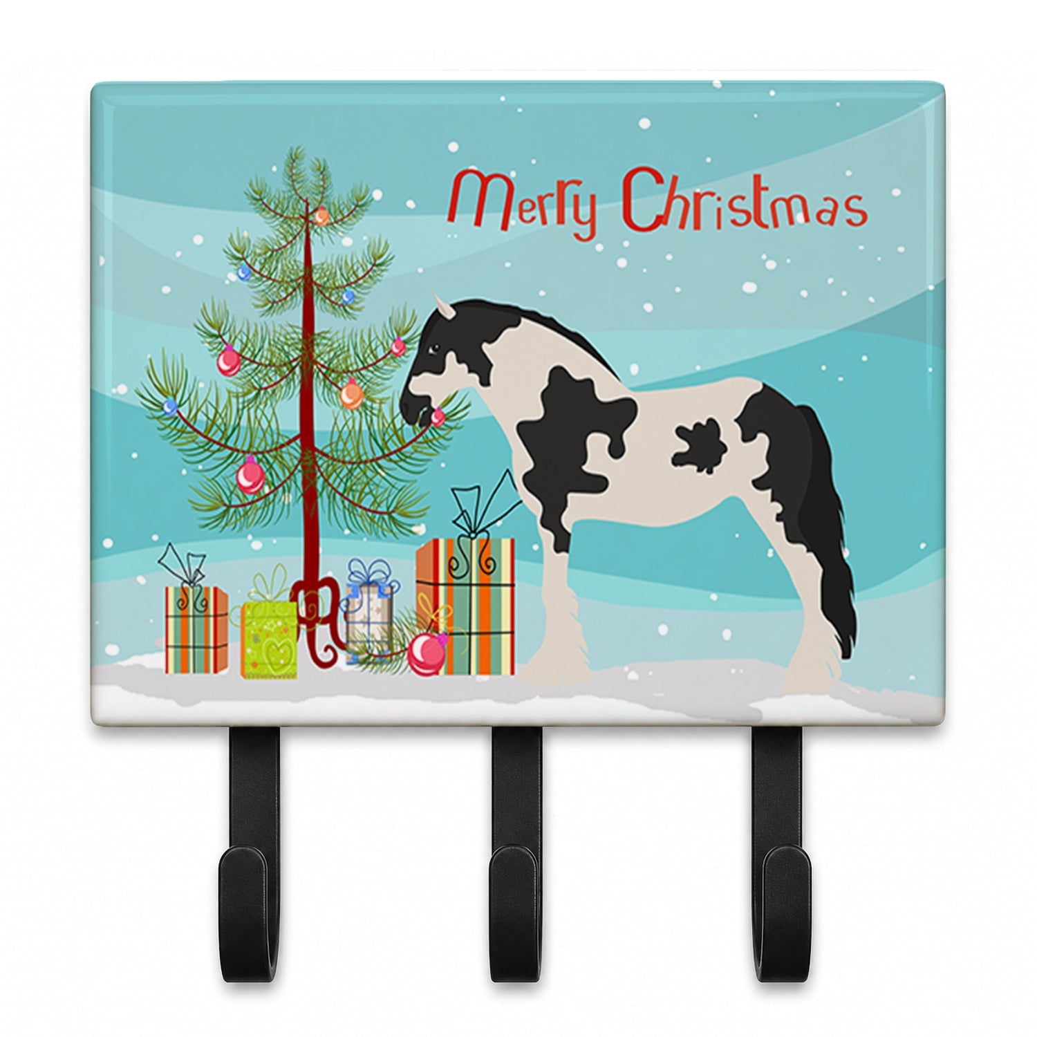 Cyldesdale Horse Christmas Leash or Key Holder Wall Hooks, Coat Rack Wall Mount, for Hanging Keys, Towels, Aprons, Leashes