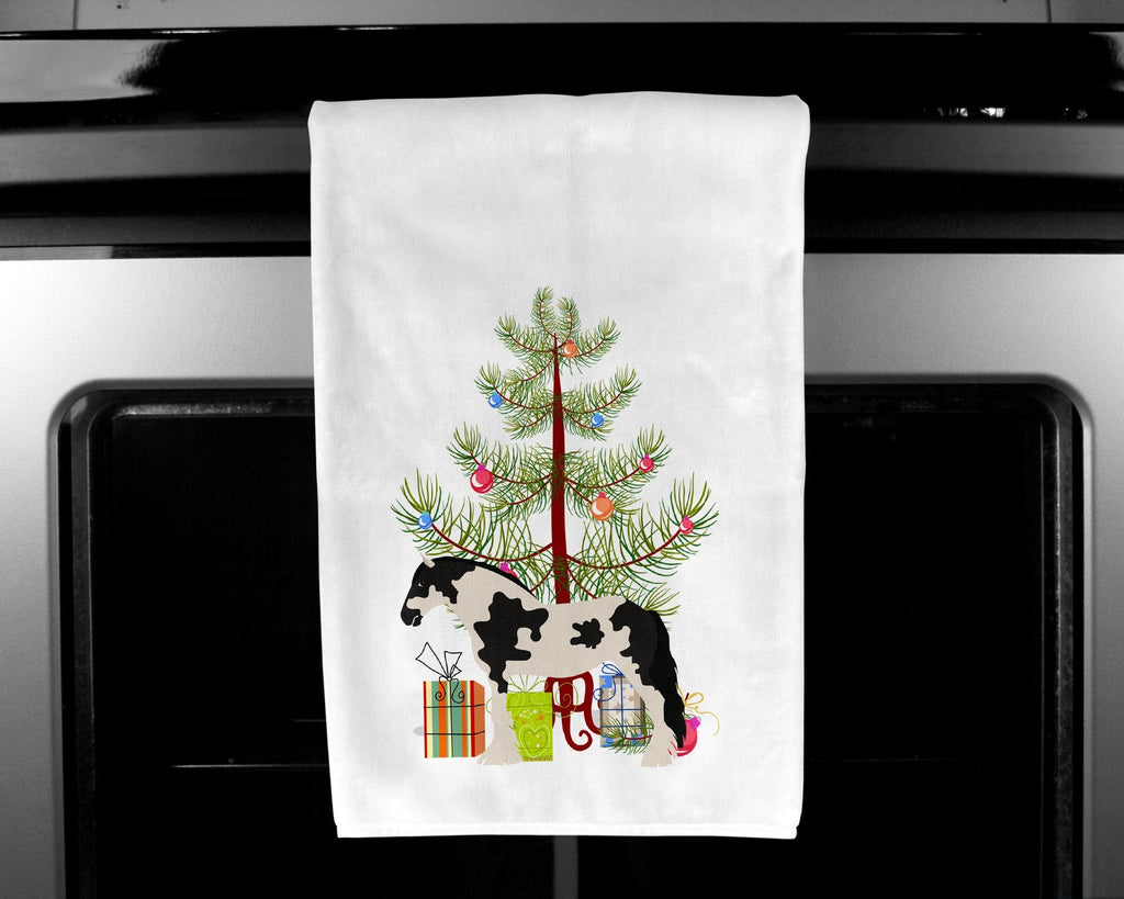 Cyldesdale Horse Christmas Kitchen Towel Set of 2 White Dish Towels Decorative Bathroom Hand towel for Hand, Face, Hair, Yoga, Tea, Dishcloth, 19 X 28", White