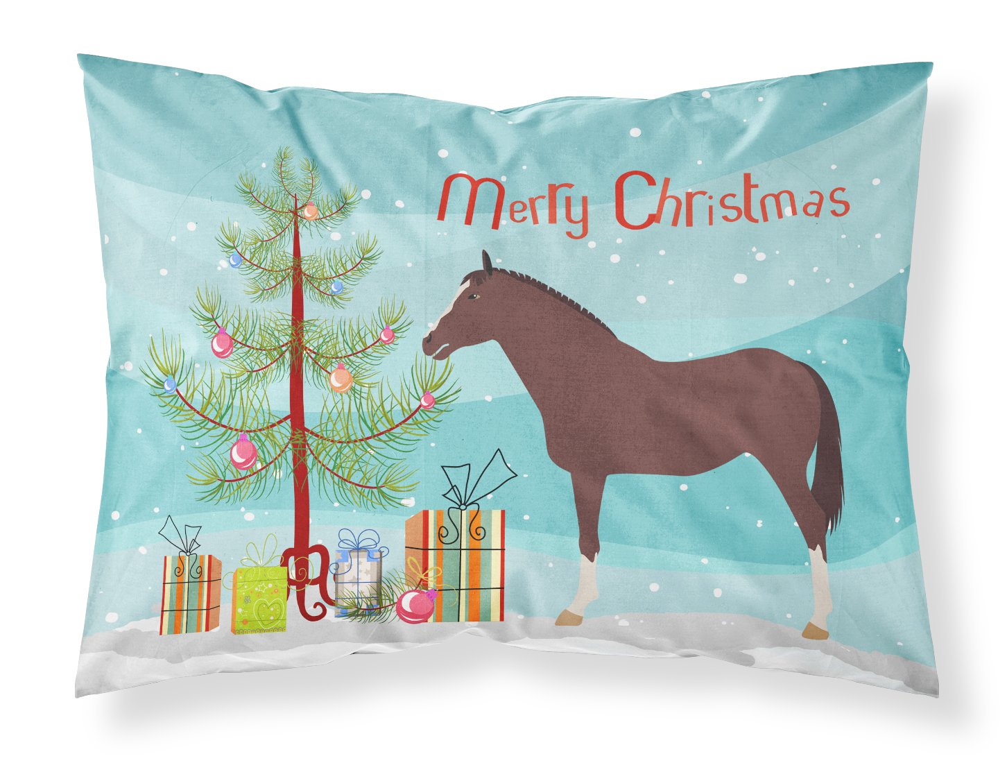 English Thoroughbred Horse Christmas Standard Pillowcase Lightweight Super Soft Easy Care Decorative Artwork Pillowcase, Standard