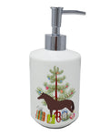 English Thoroughbred Horse Christmas Ceramic Soap Dispenser , Empty Refillable Hand Soap Pump Bottle for Bathroom Kitchen