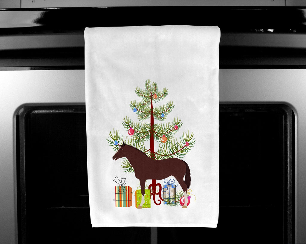 English Thoroughbred Horse Christmas Kitchen Towel Set of 2 White Dish Towels Decorative Bathroom Hand towel for Hand, Face, Hair, Yoga, Tea, Dishcloth, 19 X 28", White