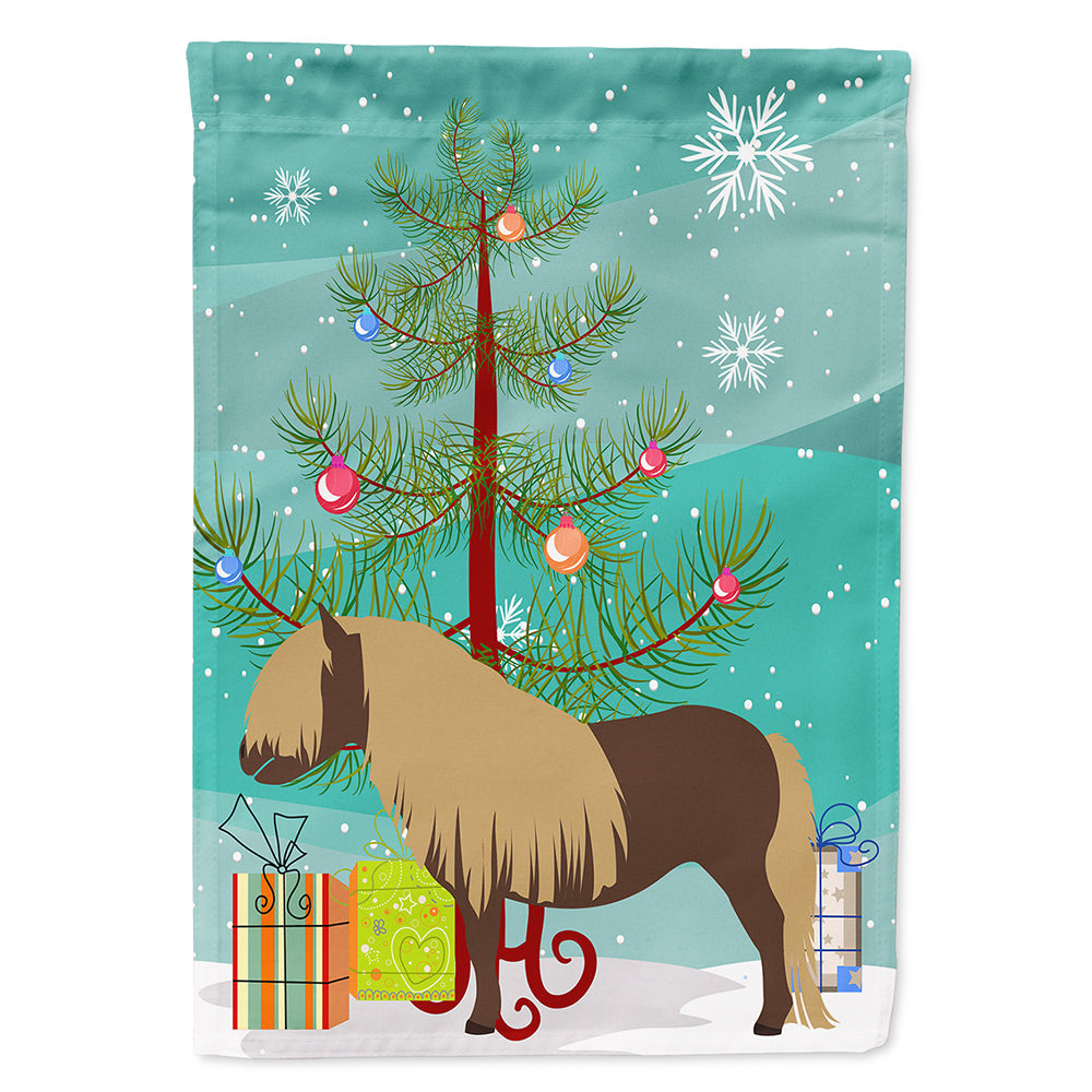Shetland Pony Horse Christmas House Flag 28x40 Porch Sleeve Pole Decorative Outside Yard Banner Artwork Wall Hanging, Polyester