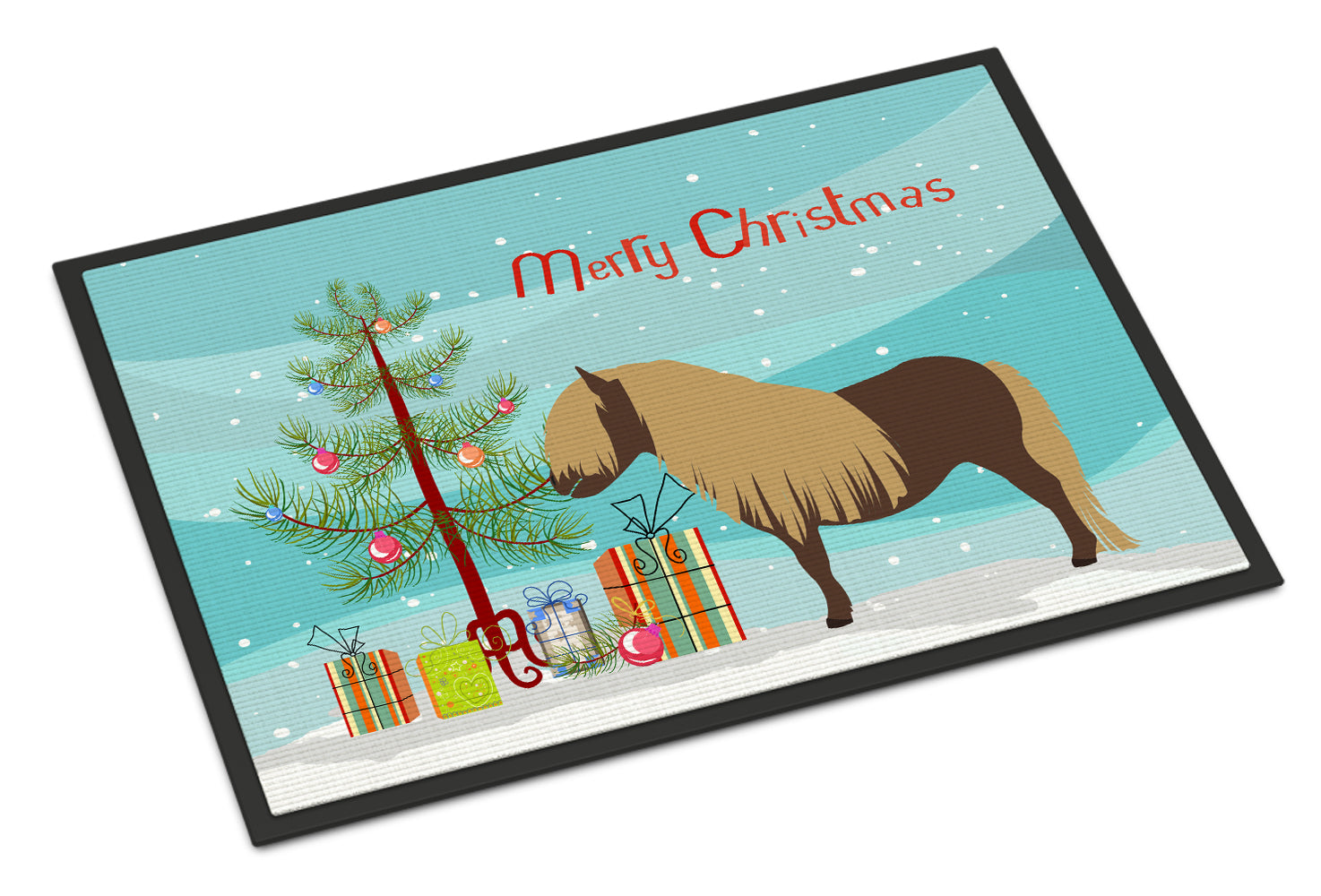 Shetland Pony Horse Christmas Doormat Indoor Outdoor 18H X 27W Front Door Mat Rugs for Entryway, Non Slip Washable