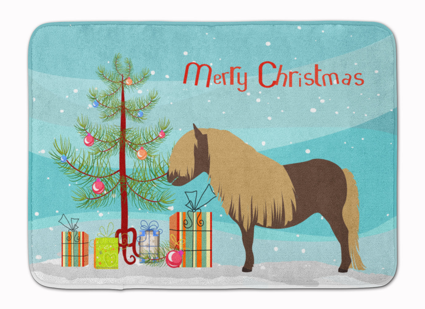 Shetland Pony Horse Christmas Memory Foam Kitchen Mat Machine Washable Anti-Fatigue Cushion Comfort Bath or Kitchen Rug