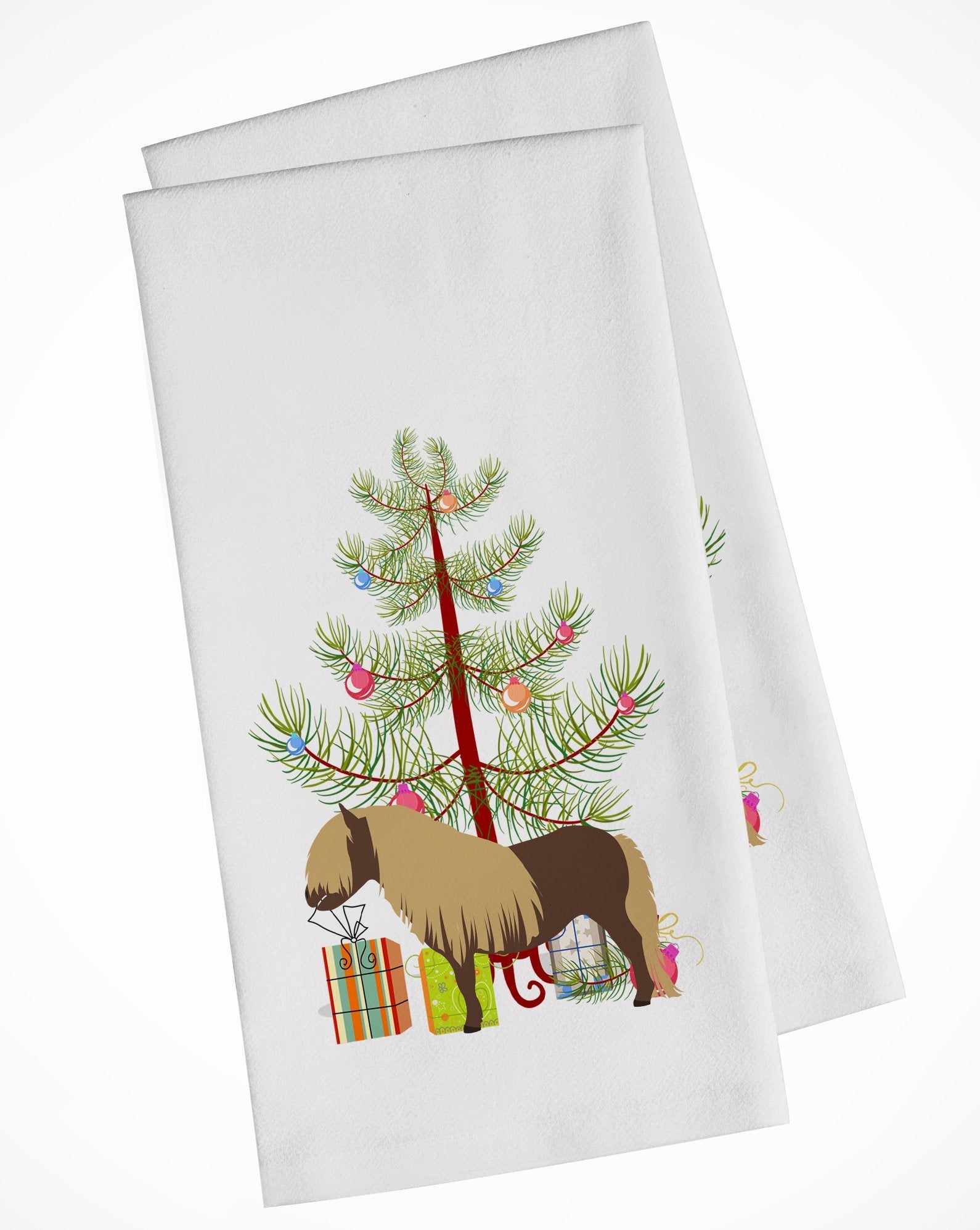 Shetland Pony Horse Christmas Kitchen Towel Set of 2 White Dish Towels Decorative Bathroom Hand towel for Hand, Face, Hair, Yoga, Tea, Dishcloth, 19 X 28", White