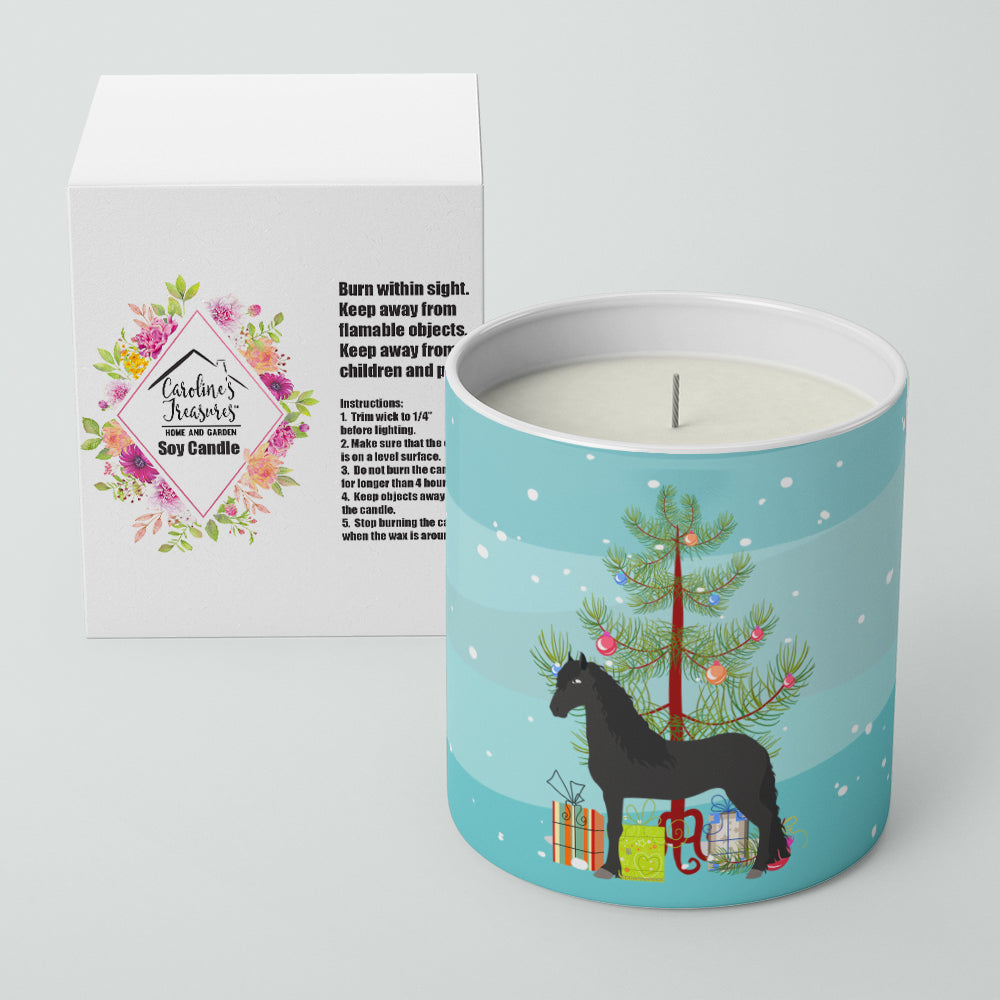 Friesian Horse Christmas Decorative Soy Candle Nature Soy Wax Essential Oil Home Decor Ideal for Bedroom Kitchen Bath Office Gift, 10 oz