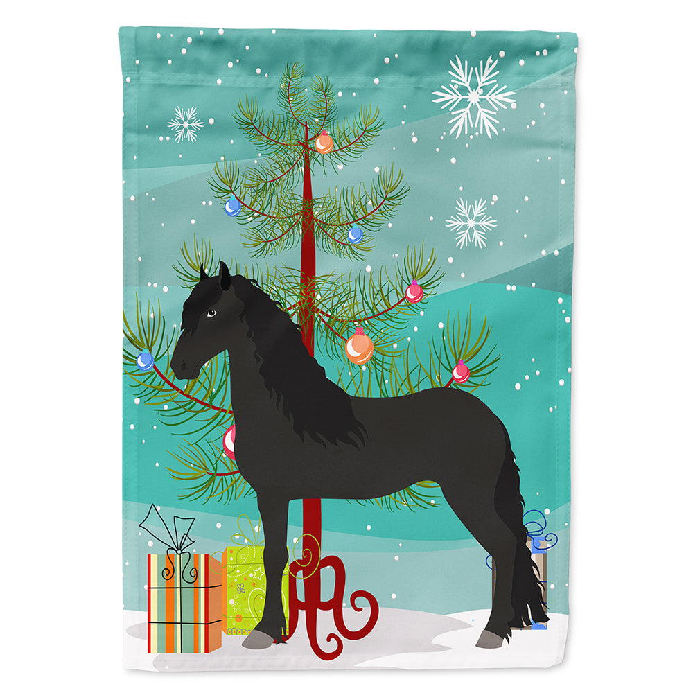 Friesian Horse Christmas House Flag 28x40 Porch Sleeve Pole Decorative Outside Yard Banner Artwork Wall Hanging, Polyester