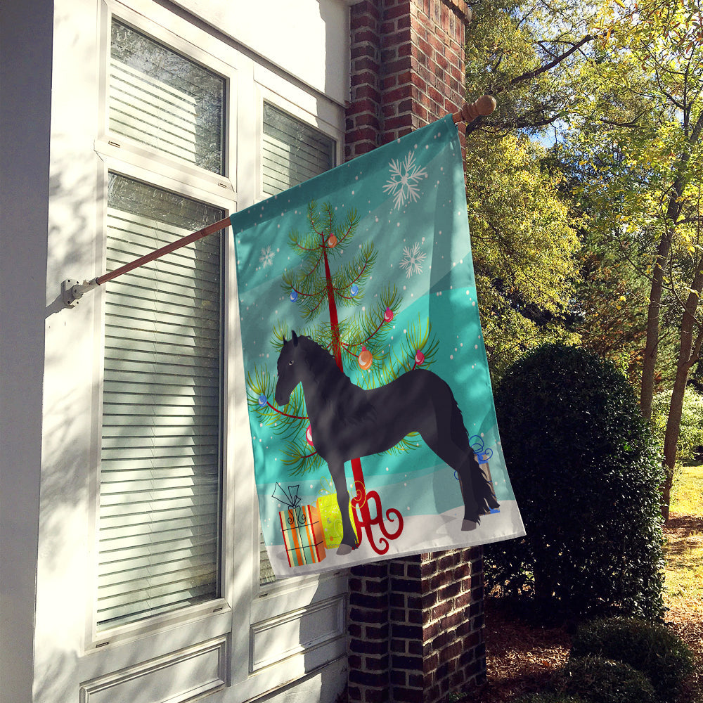 Friesian Horse Christmas House Flag 28x40 Porch Sleeve Pole Decorative Outside Yard Banner Artwork Wall Hanging, Polyester